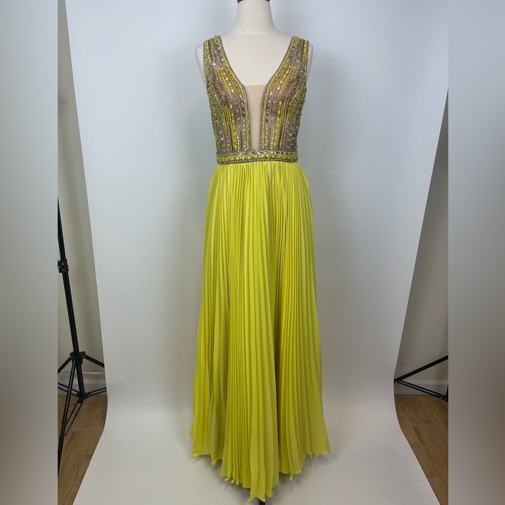 Terani Couture Yellow Beaded Prom Evening Gown NWT - Picture 5 of 11